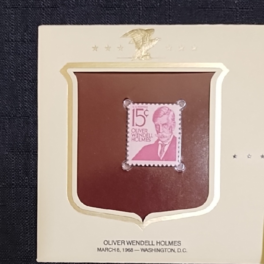 Vintage Oliver Wendell Holmes Postage Stamp Display "Historic Stamps of America"